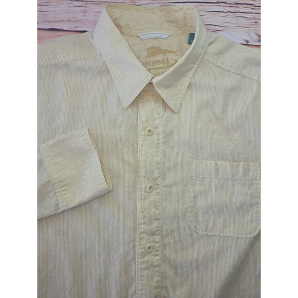 Tommy Bahama Mens Button-Up Shirt Medium Yellow Jacquard Pinstripe Long-Sleeve - Picture 4 of 8